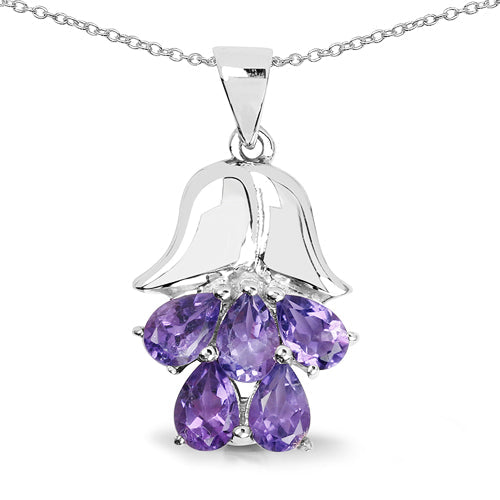 1.85 Carat Genuine Amethyst .925 Sterling Silver Pendant  DestGlow