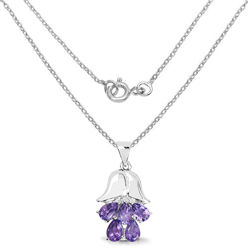 1.85 Carat Genuine Amethyst .925 Sterling Silver Pendant  DestGlow