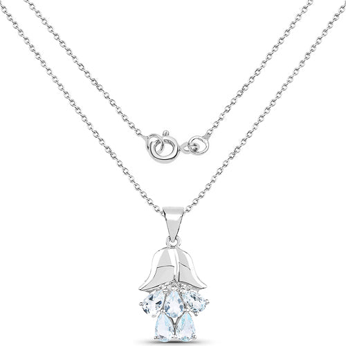 1.75 Carat Genuine Aquamarine .925 Sterling Silver Pendant  DestGlow