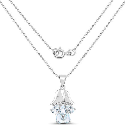 1.75 Carat Genuine Aquamarine .925 Sterling Silver Pendant  DestGlow