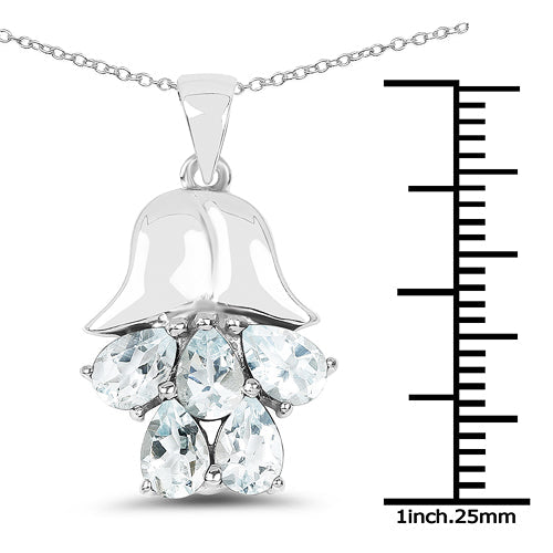 1.75 Carat Genuine Aquamarine .925 Sterling Silver Pendant  DestGlow