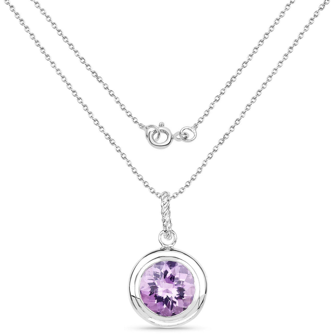8.00 Carat Genuine Amethyst .925 Sterling Silver Pendant 