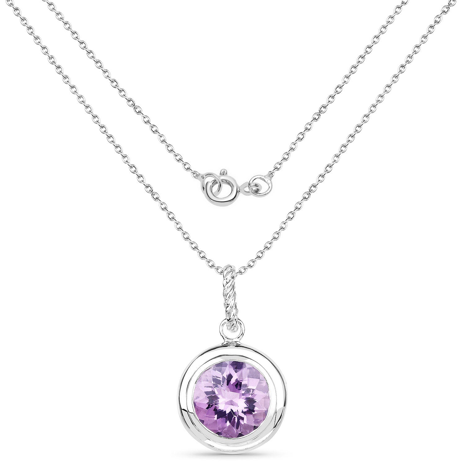 8.00 Carat Genuine Amethyst .925 Sterling Silver Pendant 