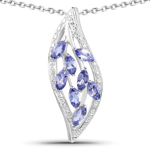 1.12 Carat Genuine Tanzanite .925 Sterling Silver Pendant  DestGlow