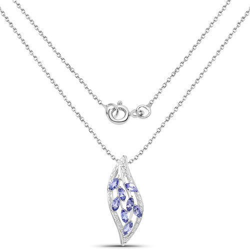 1.12 Carat Genuine Tanzanite .925 Sterling Silver Pendant  DestGlow