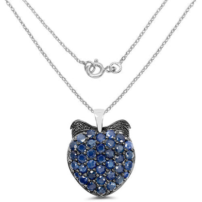 4.17 Carat Genuine Blue Sapphire .925 Sterling Silver Pendant  DestGlow