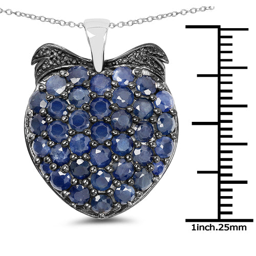 4.17 Carat Genuine Blue Sapphire .925 Sterling Silver Pendant  DestGlow