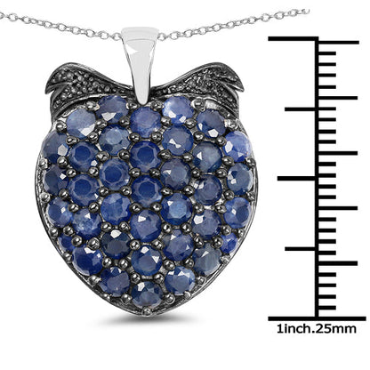 4.17 Carat Genuine Blue Sapphire .925 Sterling Silver Pendant  DestGlow