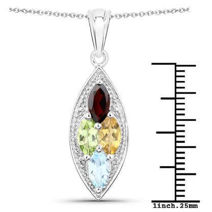 2.35 Carat Genuine Multi Stones .925 Sterling Silver Pendant by Bids.com