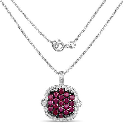 1.43 Carat Genuine Ruby .925 Sterling Silver Pendant  DestGlow