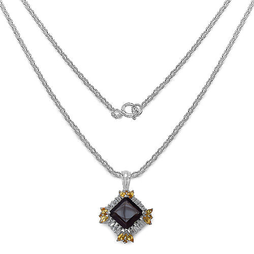 6.27 Carat Genuine Smoky Quartz, Citrine &amp; White Topaz .925 Sterling Silver Pendant by Bids.com