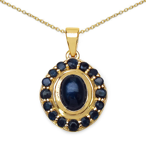 3.02 Carat Genuine Blue Sapphire .925 Sterling Silver Pendant by Bids.com