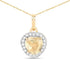 1.52 Carat Genuine Yellow Sapphire and White Diamond 14K Yellow Gold Pendant by Bids.com