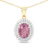 2.53 Carat Genuine Pink Sapphire and White Diamond 14K Yellow Gold Pendant by Bids.com