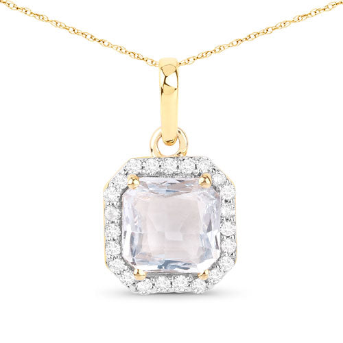 1.63 Carat Genuine White Sapphire and White Diamond 14K Yellow Gold Pendant by Bids.com