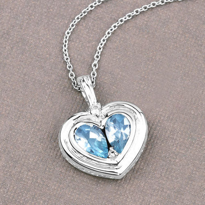 2.66 Carat Genuine Blue Topaz and White Topaz .925 Sterling Silver Pendant  DestGlow