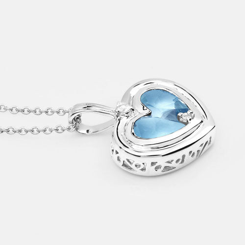 2.66 Carat Genuine Blue Topaz and White Topaz .925 Sterling Silver Pendant  DestGlow