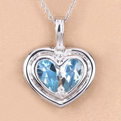 2.66 Carat Genuine Blue Topaz and White Topaz .925 Sterling Silver Pendant  DestGlow