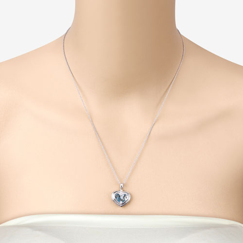 2.66 Carat Genuine Blue Topaz and White Topaz .925 Sterling Silver Pendant  DestGlow