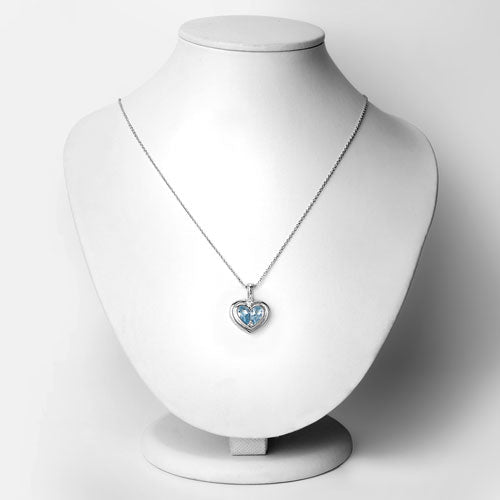 2.66 Carat Genuine Blue Topaz and White Topaz .925 Sterling Silver Pendant  DestGlow