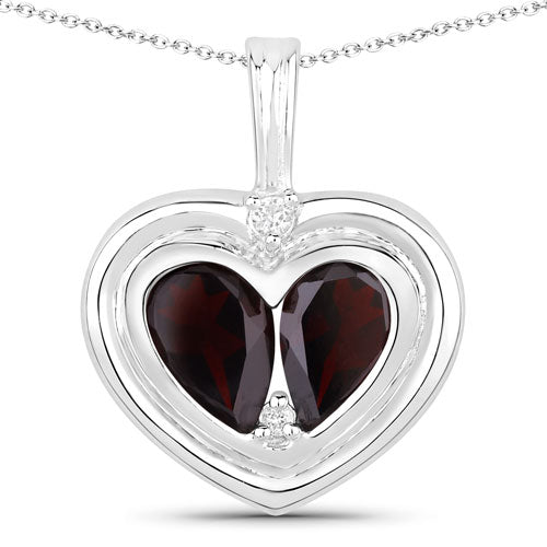 2.66 Carat Genuine Garnet and White Topaz .925 Sterling Silver Pendant by Bids.com