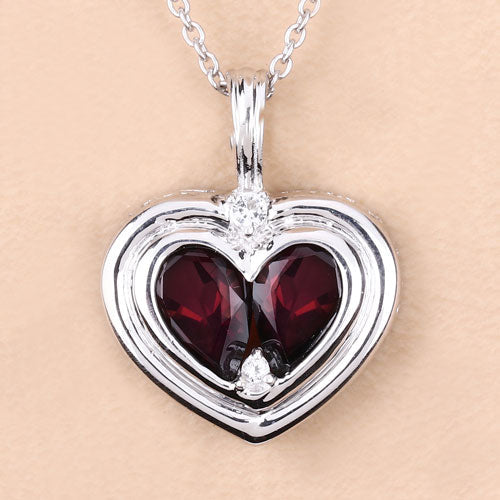 2.66 Carat Genuine Garnet and White Topaz .925 Sterling Silver Pendant by Bids.com