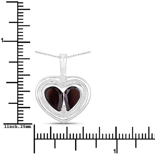2.66 Carat Genuine Garnet and White Topaz .925 Sterling Silver Pendant by Bids.com