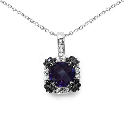 2.38 Carat Genuine Multi Stone .925 Sterling Silver Pendant 