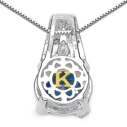 4.94 Carat Genuine Swiss Blue Topaz, Blue Diamond &amp; White Diamond .925 Sterling Silver Pendant by Bids.com