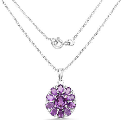 6.50 Carat Genuine Amethyst .925 Sterling Silver Pendant  DestGlow