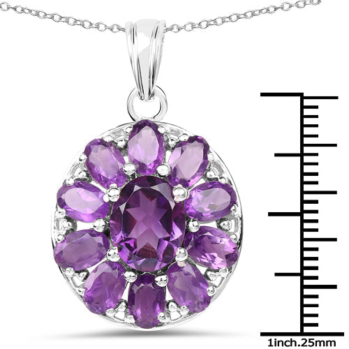 6.50 Carat Genuine Amethyst .925 Sterling Silver Pendant  DestGlow