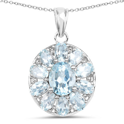 7.65 Carat Genuine Blue Topaz .925 Sterling Silver Pendant  DestGlow