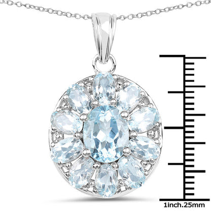 7.65 Carat Genuine Blue Topaz .925 Sterling Silver Pendant  DestGlow
