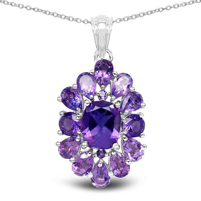7.24 Carat Genuine Amethyst .925 Sterling Silver Pendant  DestGlow