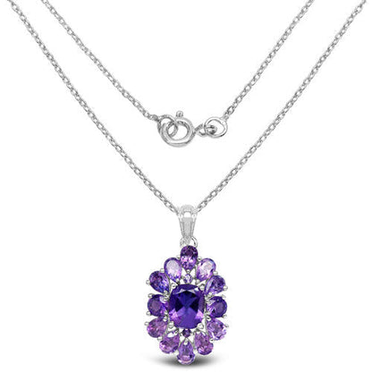 7.24 Carat Genuine Amethyst .925 Sterling Silver Pendant  DestGlow
