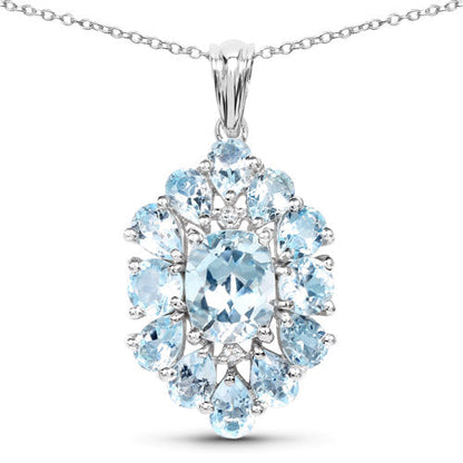 10.06 Carat Genuine Blue Topaz .925 Sterling Silver Pendant  DestGlow