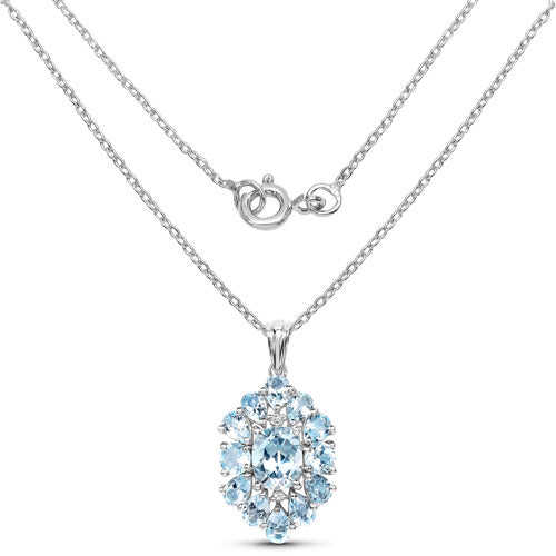 10.06 Carat Genuine Blue Topaz .925 Sterling Silver Pendant  DestGlow