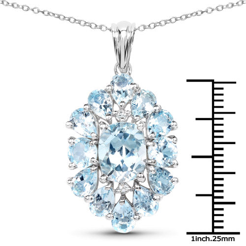 10.06 Carat Genuine Blue Topaz .925 Sterling Silver Pendant  DestGlow