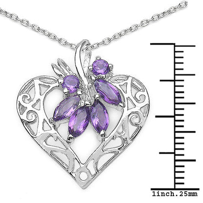 1.12 Carat Genuine Amethyst .925 Sterling Silver Pendant  DestGlow