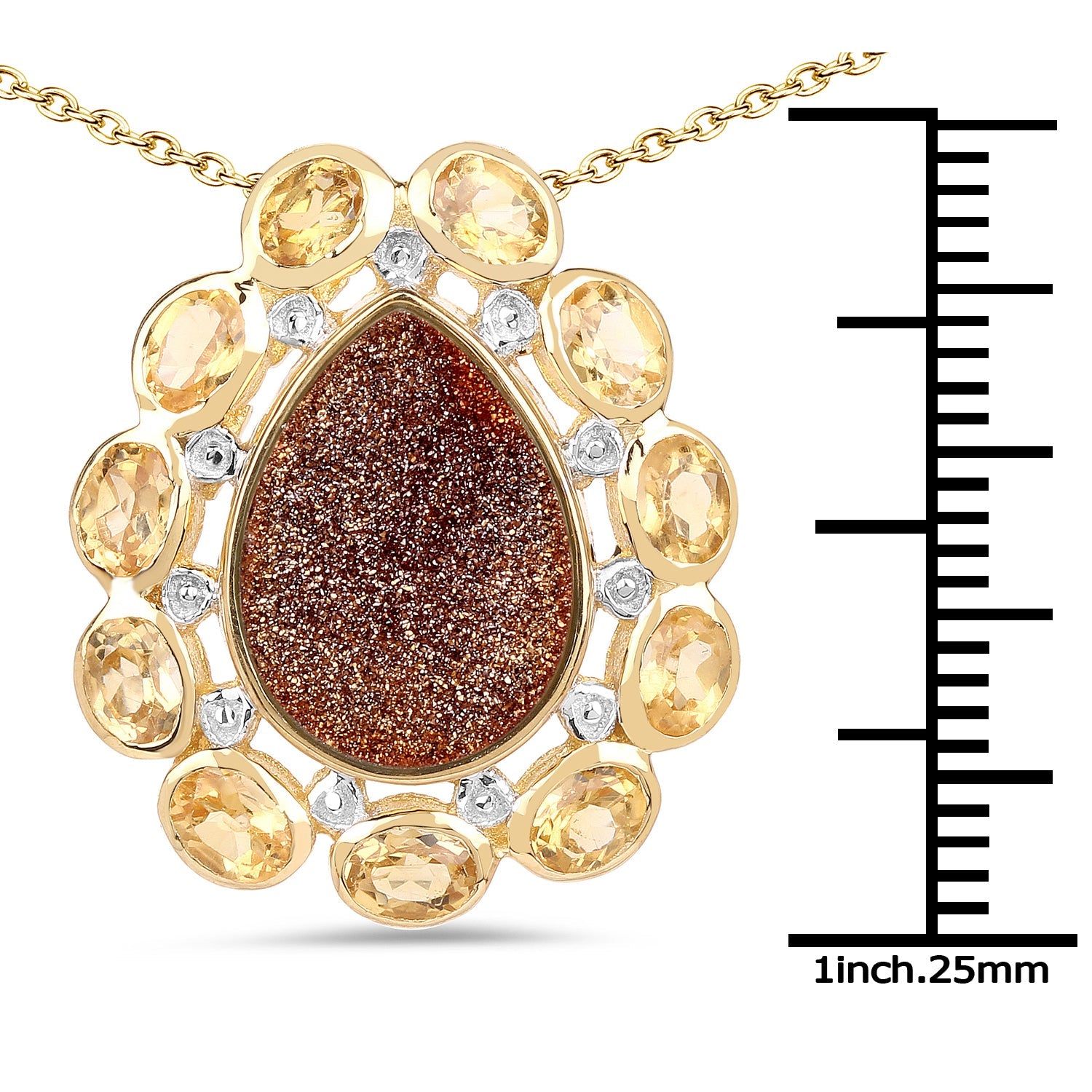 14K Yellow Gold Plated 5.14 Carat Genuine Red Droozi and Citrine .925 Sterling Silver Pendant by Avera Group