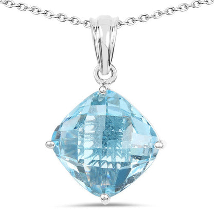 11.10 Carat Genuine Blue Topaz .925 Sterling Silver Pendant  DestGlow