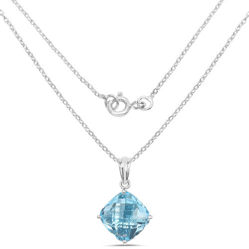 11.10 Carat Genuine Blue Topaz .925 Sterling Silver Pendant  DestGlow