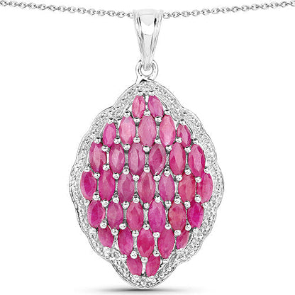 4.46 Carat Genuine Ruby .925 Sterling Silver Pendant 
