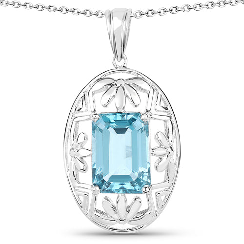 9.60 Carat Genuine Green Topaz .925 Sterling Silver Pendant by Bids.com