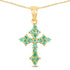 14K Yellow Gold Plated 1.05 Carat Genuine Zambian Emerald .925 Sterling Silver Pendant 