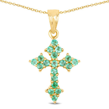 14K Yellow Gold Plated 1.05 Carat Genuine Zambian Emerald .925 Sterling Silver Pendant by Bids.com