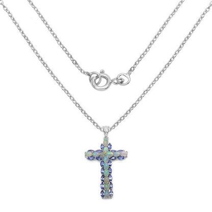 3.32 Carat Genuine Ethiopian Opal and Tanzanite .925 Sterling Silver Pendant by Bids.com