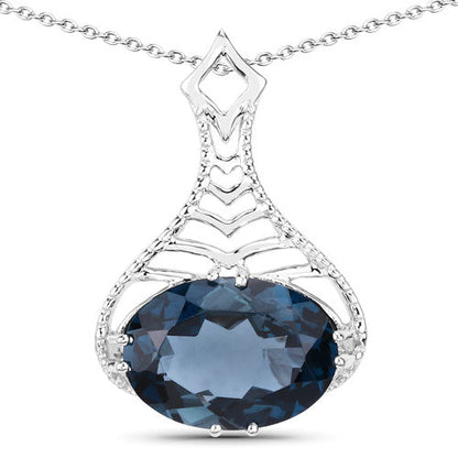 6.65 Carat Genuine London Blue Topaz .925 Sterling Silver Pendant by Bids.com