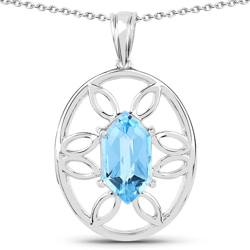 6.17 Carat Genuine Swiss Blue Topaz .925 Sterling Silver Pendant by Bids.com