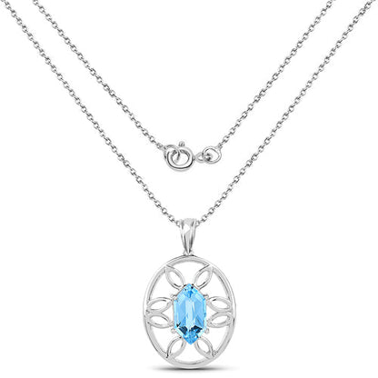 6.17 Carat Genuine Swiss Blue Topaz .925 Sterling Silver Pendant by Bids.com